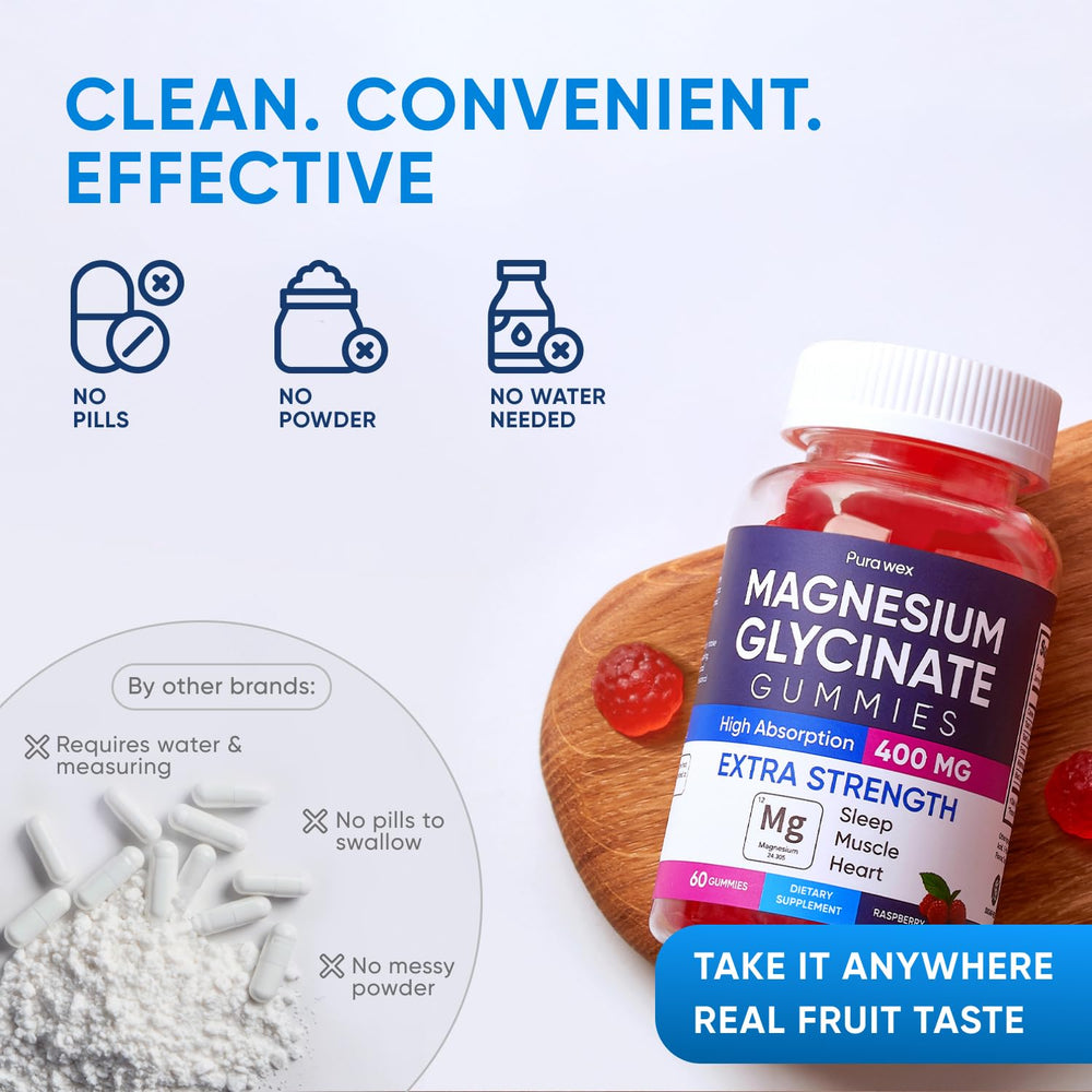 Travel pack image shows on-the-go magnesium convenience from PURA WEX Nutrition.