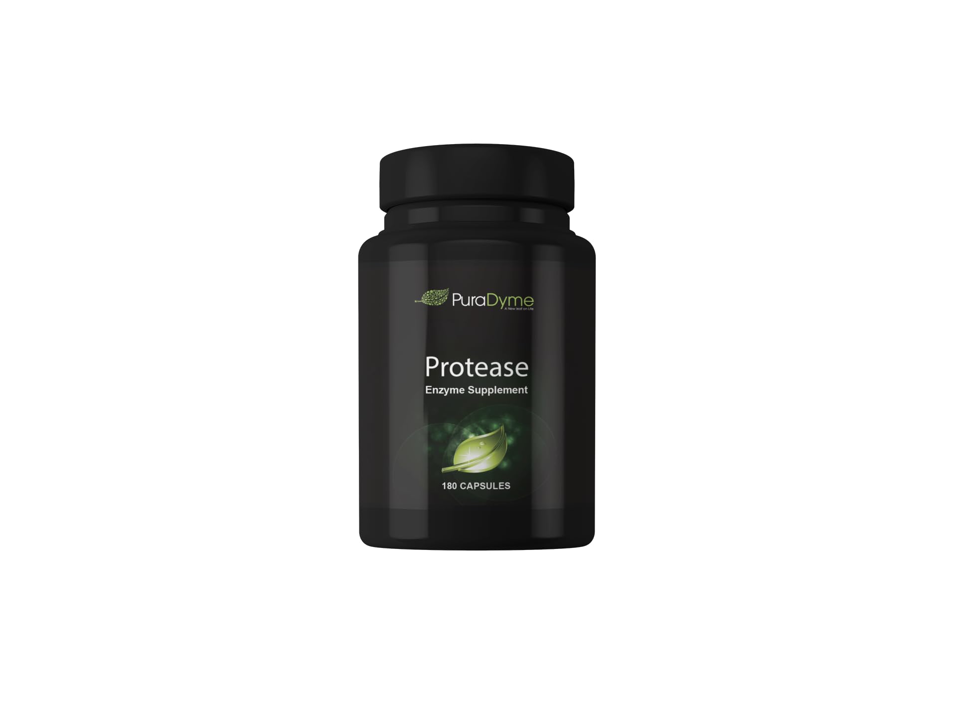 Puradyme Protease 180 capsules bottle showing digestion support.