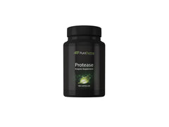 Puradyme Protease 180 capsules bottle showing digestion support.