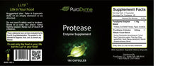 Puradyme Protease capsules close-up highlighting label for protein digestion support.