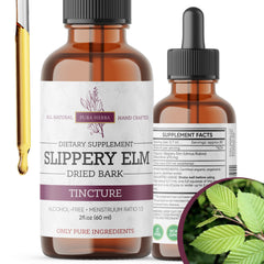 Pura Herba Slippery Elm tincture bottle supports gentle digestive comfort.