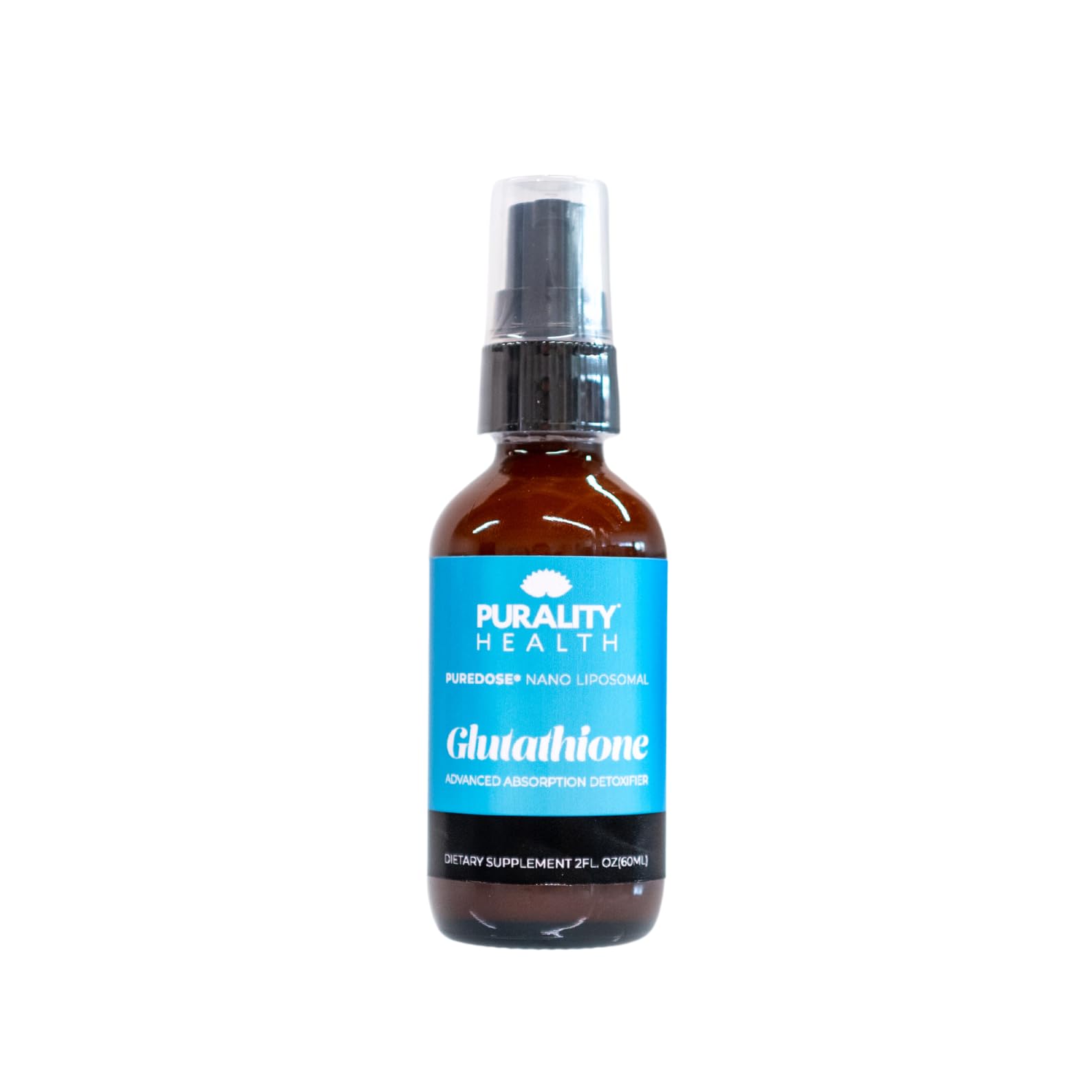 PURALITY HEALTH liposomal glutathione bottle supports convenient daily antioxidant use.