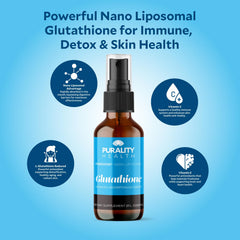 PURALITY HEALTH liposomal glutathione pour enables easy dosing and absorption in drinks.