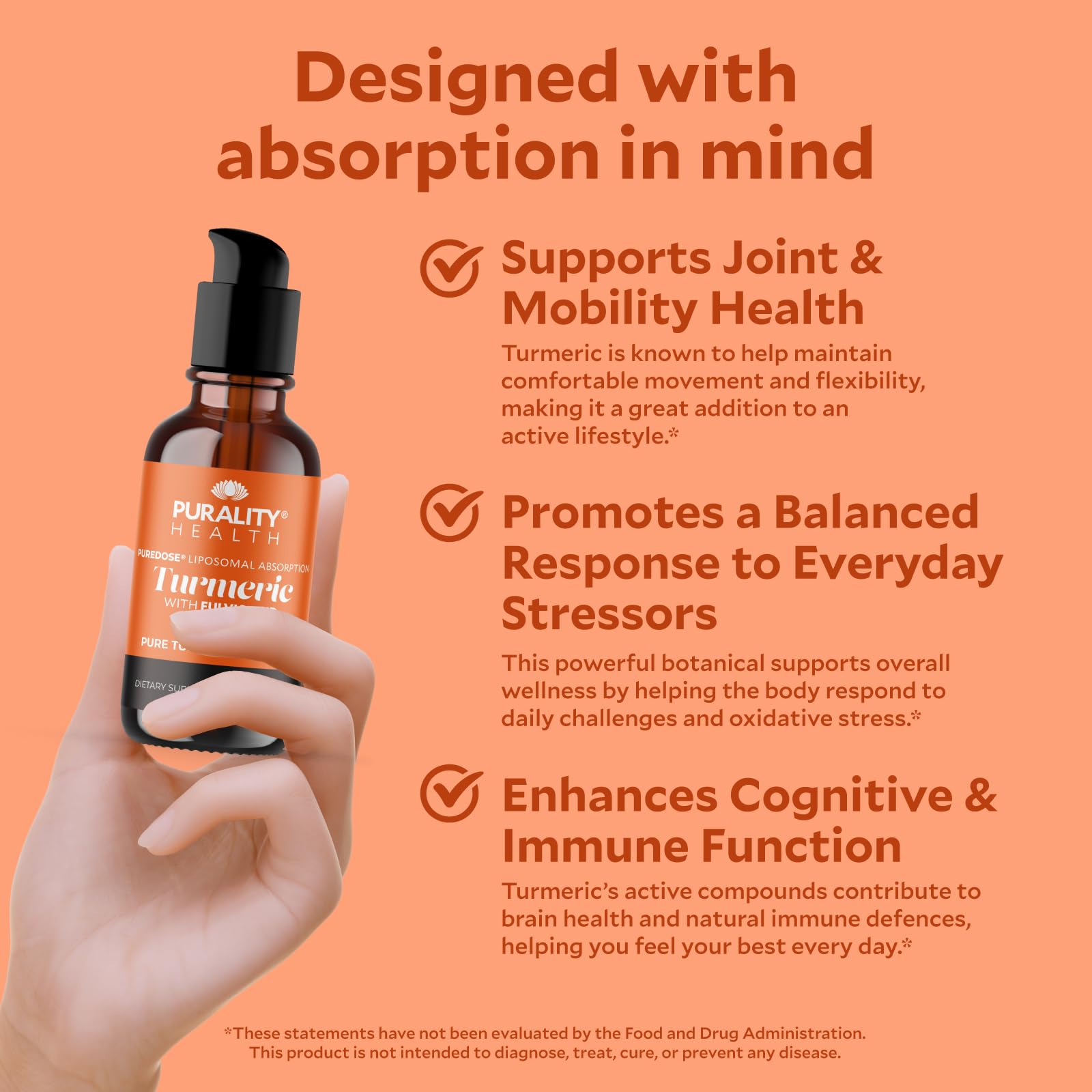 PURALITY HEALTH liposomal formula close-up emphasizes high bioavailability potential.
