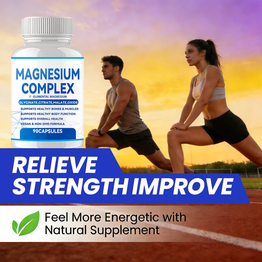 Puravita Magnesium Complex packaging on shelf for active lifestyle suitability.