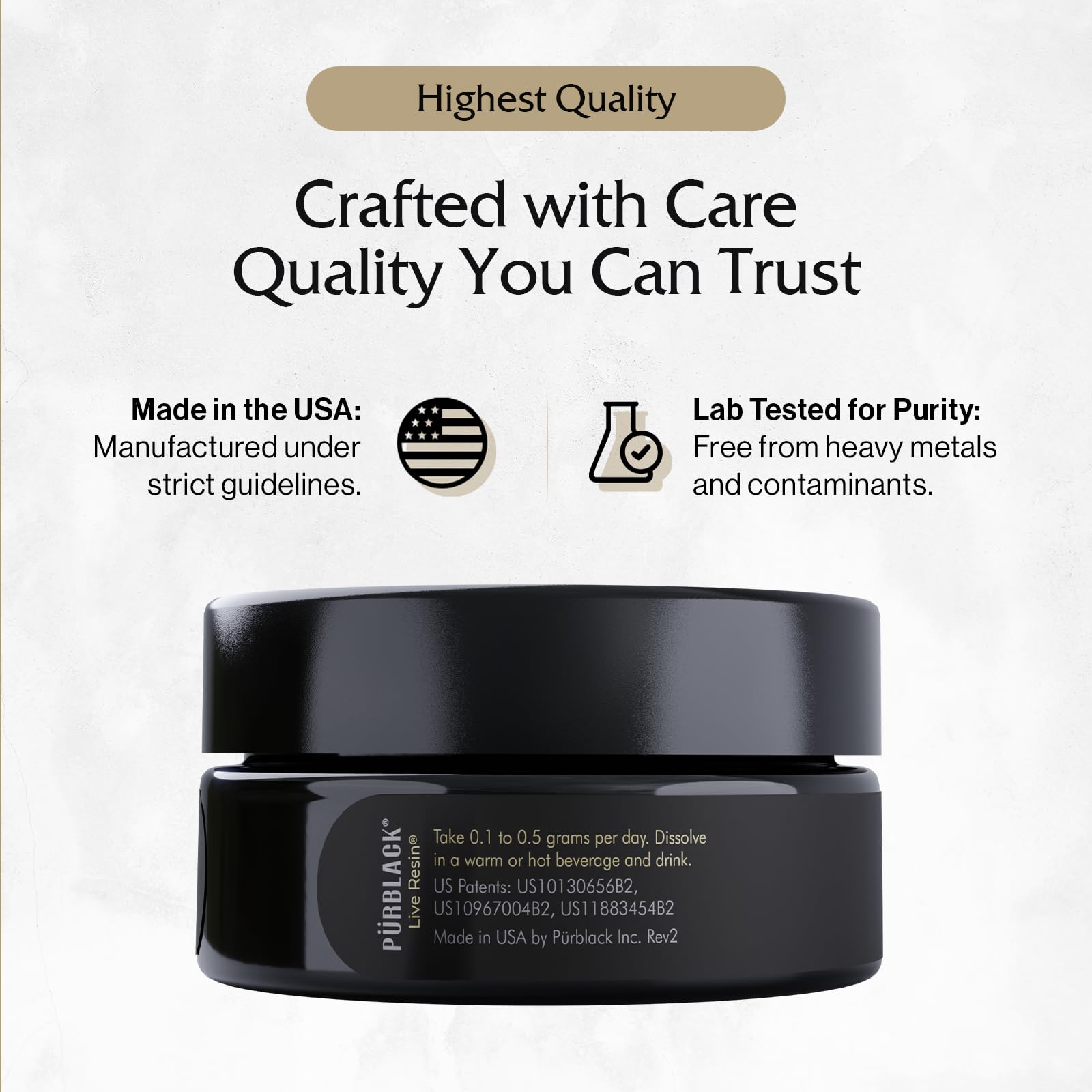 Pürblack Live Resin quality-testing seal reflects careful sourcing