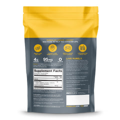 Purbolics Aminos Energy bottle label close-up communicates flavor and dosage guidance.