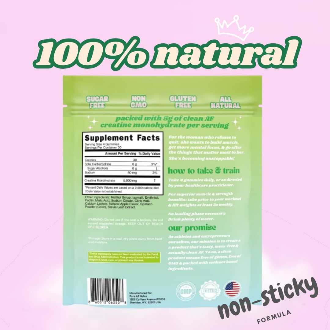 Pure AF Nutra gummies on gym bench showing workout support benefit
