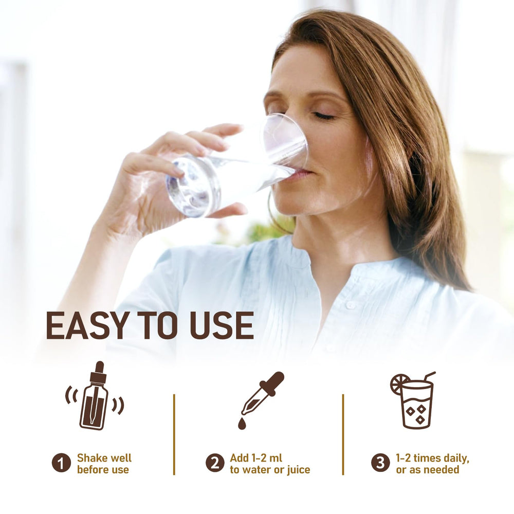 Pure AFOLIA dose beside water glass for digestive support.