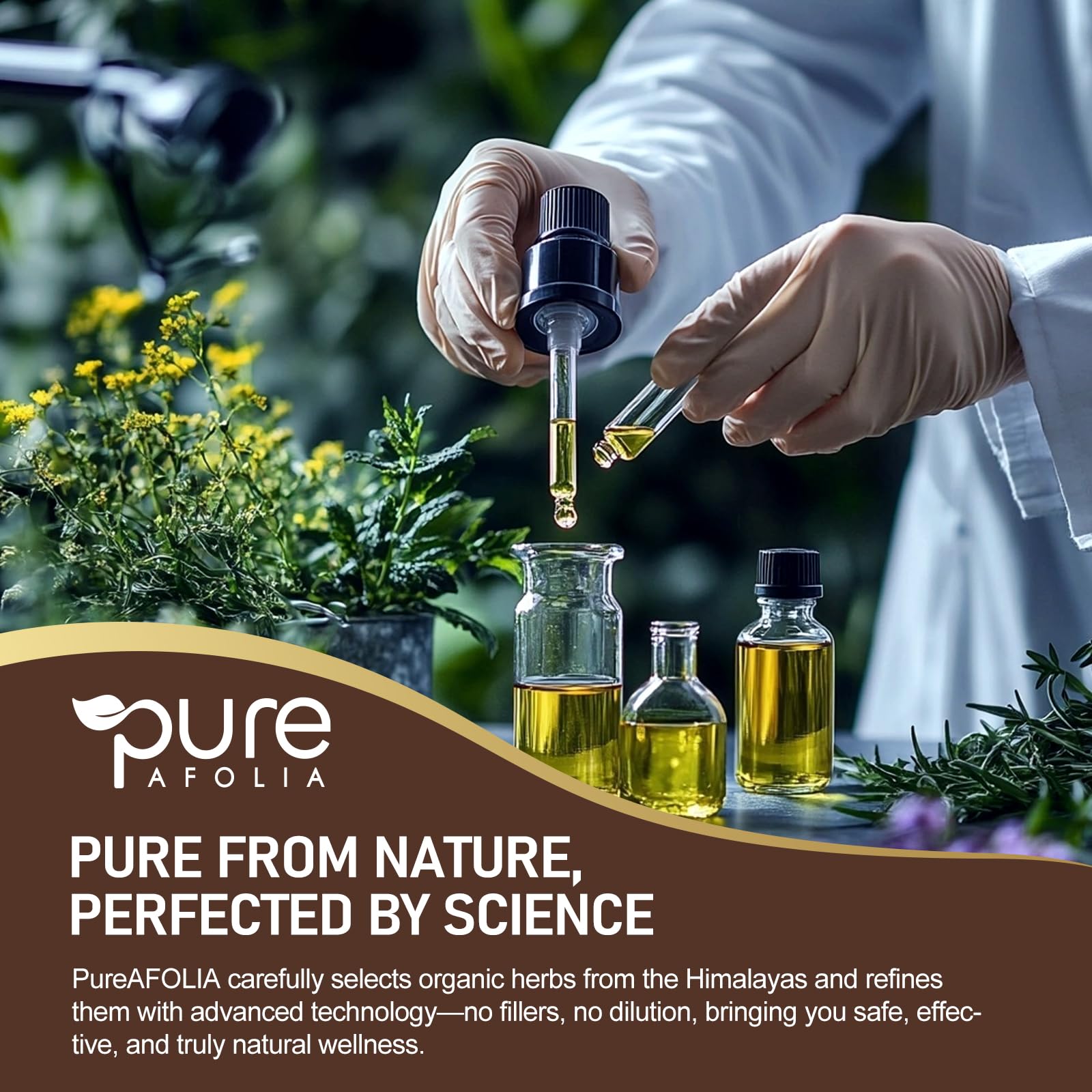 Pure AFOLIA Himalayan botanicals label emphasizes purity and intestinal balance.
