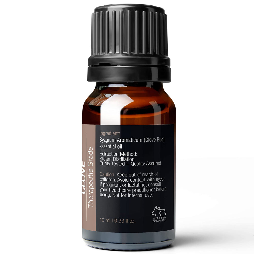 Pure Body Naturals clove bud oil colorless to light yellow appearance.