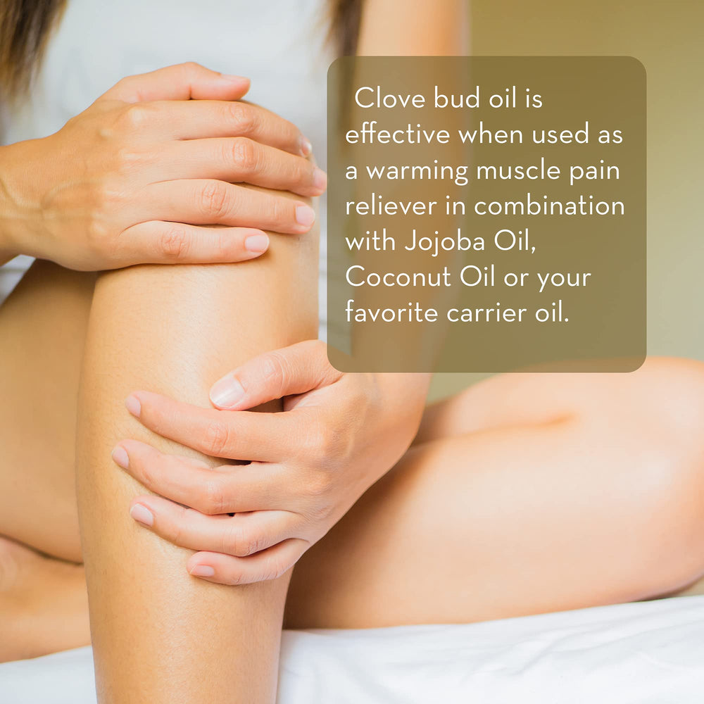 Pure Body Naturals clove bud oil with lab-tested purity certificate.
