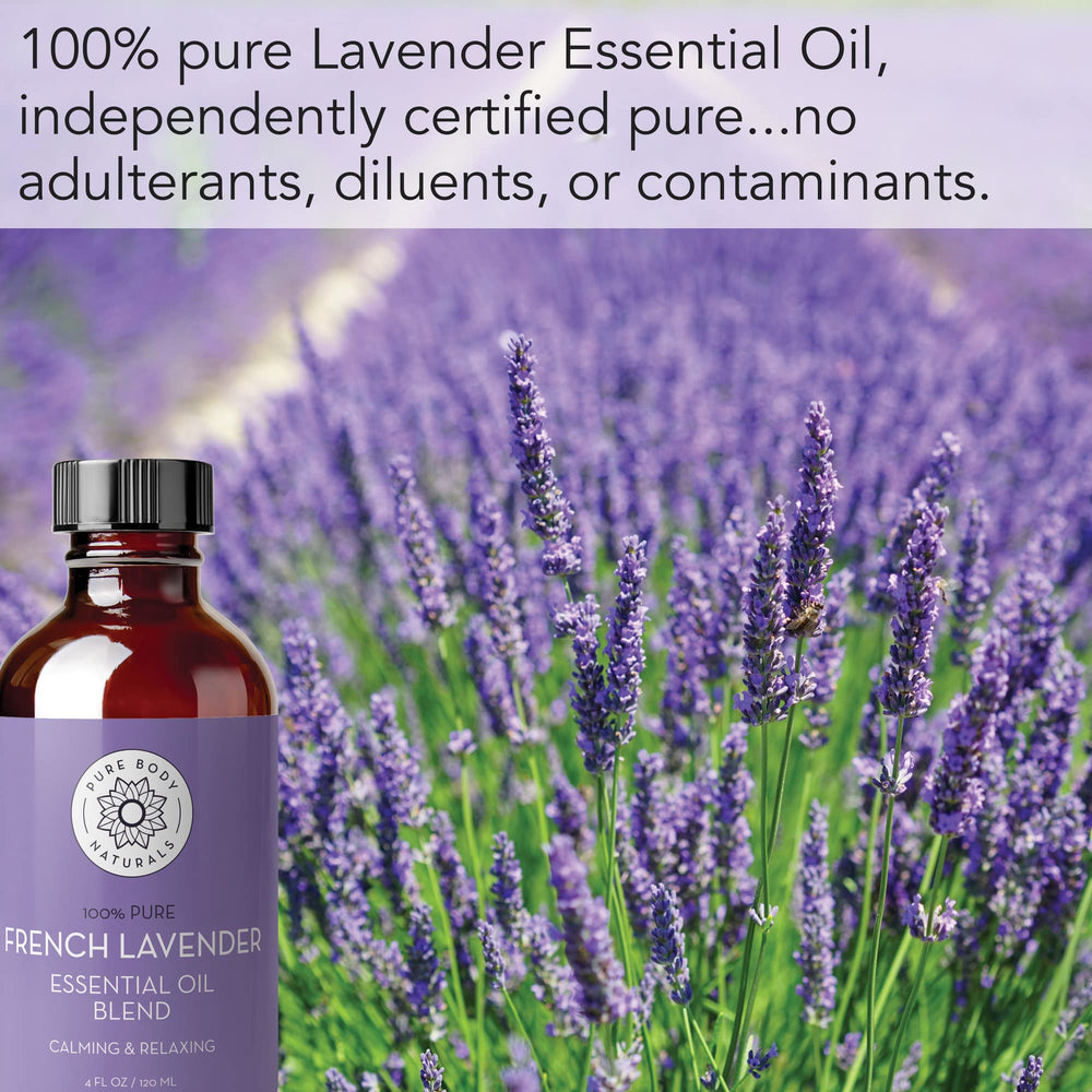 Dropper bottle of Pure Body Naturals French Lavender Blend for precise mixing