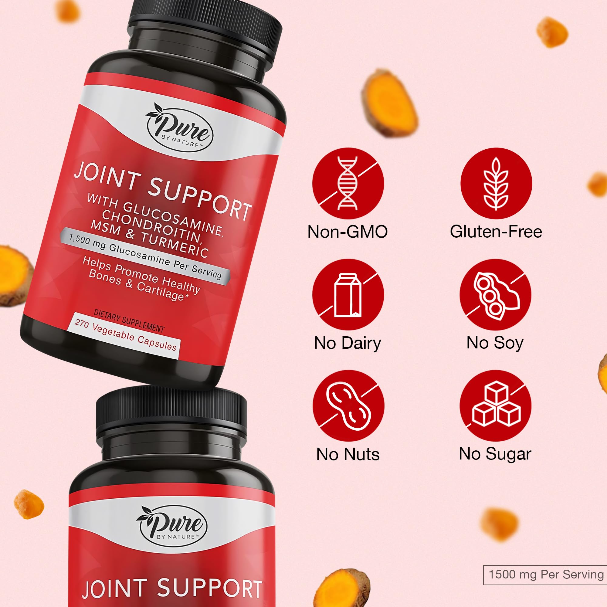 Pure By Nature Boswellia turmeric capsule close-up on label