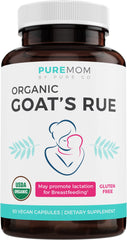 Pure Co Goat's Rue bottle showing vegan capsules for lactation support.