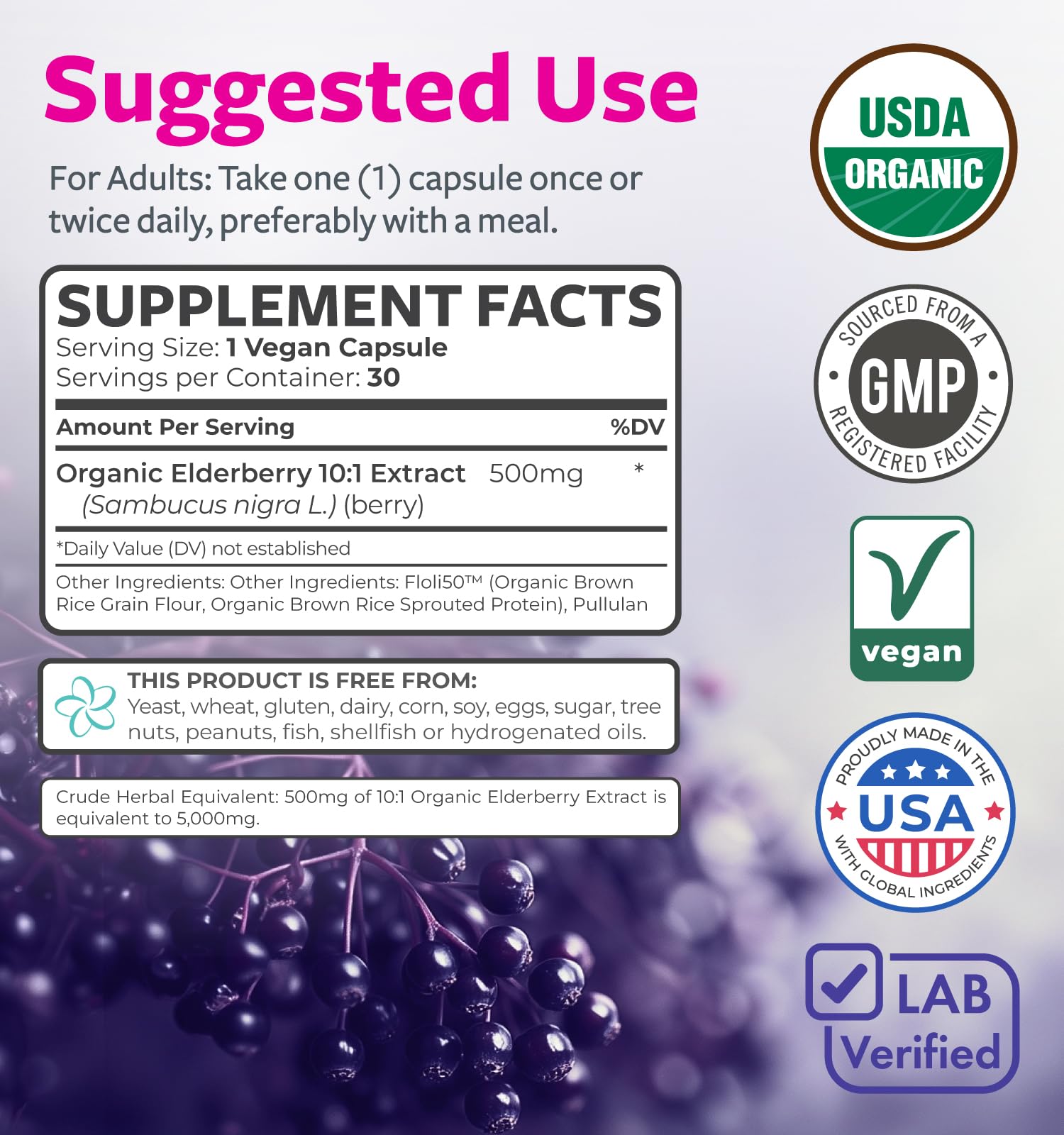 Pure Co elderberry capsules for sinus relief and comfort.