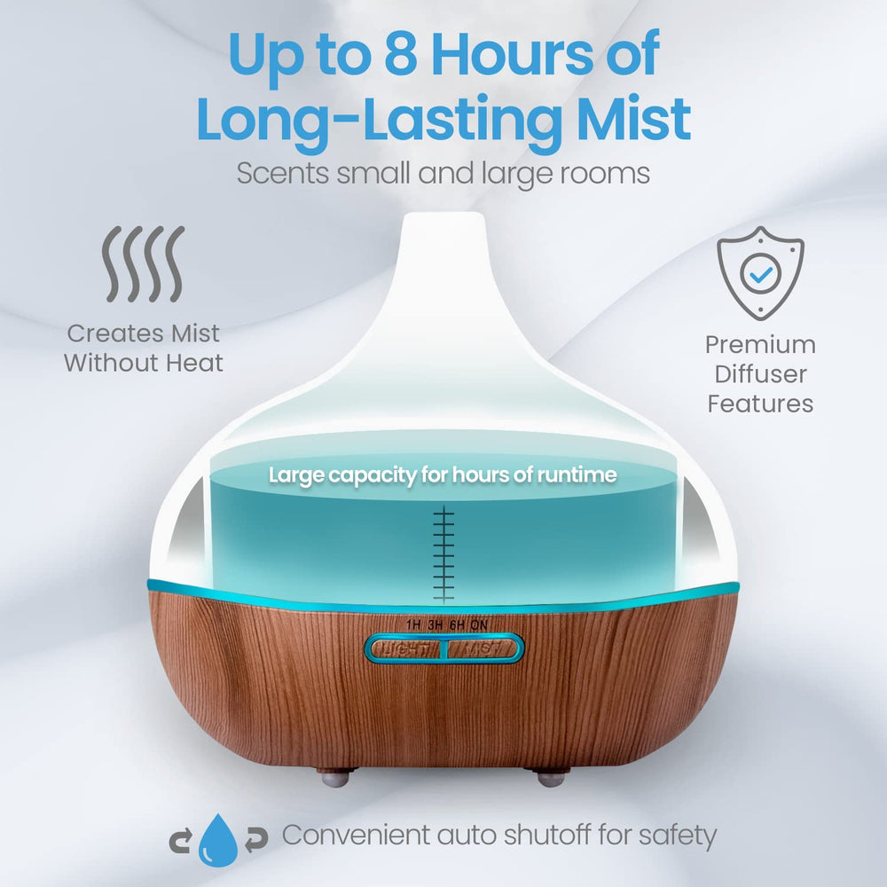 Pure Daily Care diffuser with LED rainbow light cycling for mood ambience