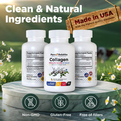 Pure DelaVita capsules closeup highlights high potency collagen for radiant appearance