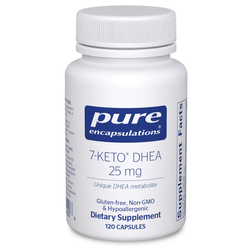 Pure Encapsulations 7-Keto DHEA bottle supports metabolism and a balanced lifestyle; may support metabolic health.