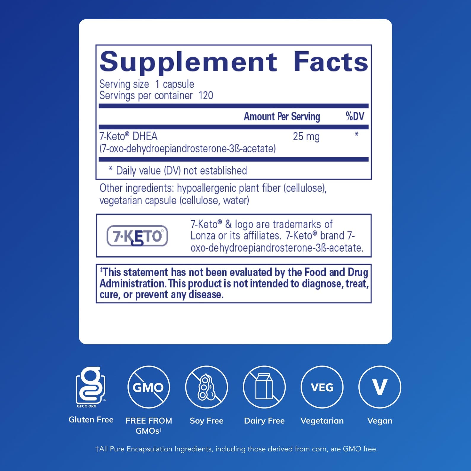 Pure Encapsulations 7-Keto DHEA cap demonstrates easy-to-take daily capsules for wellness support.