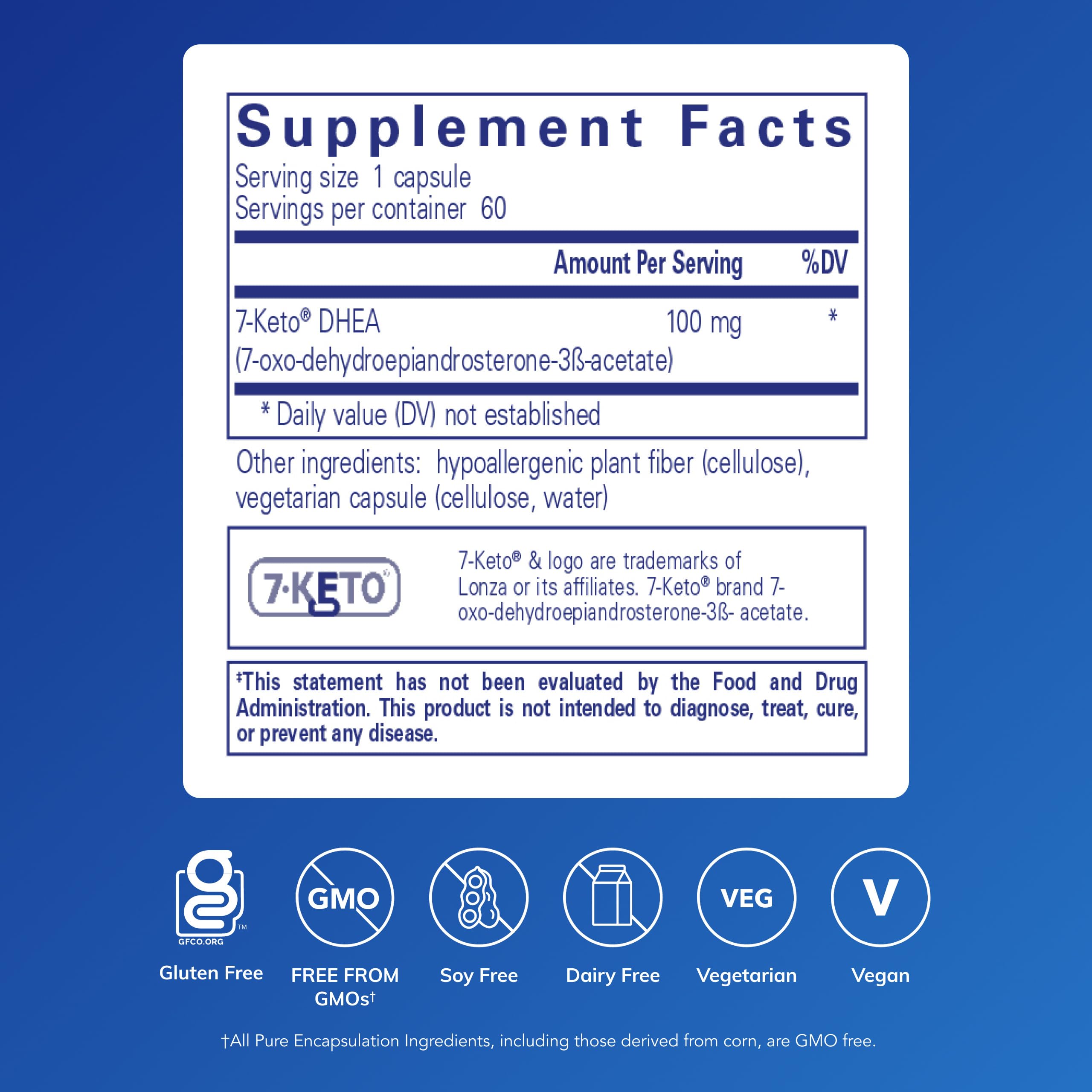 Pure Encapsulations 7-Keto DHEA capsules ready to take with a meal.