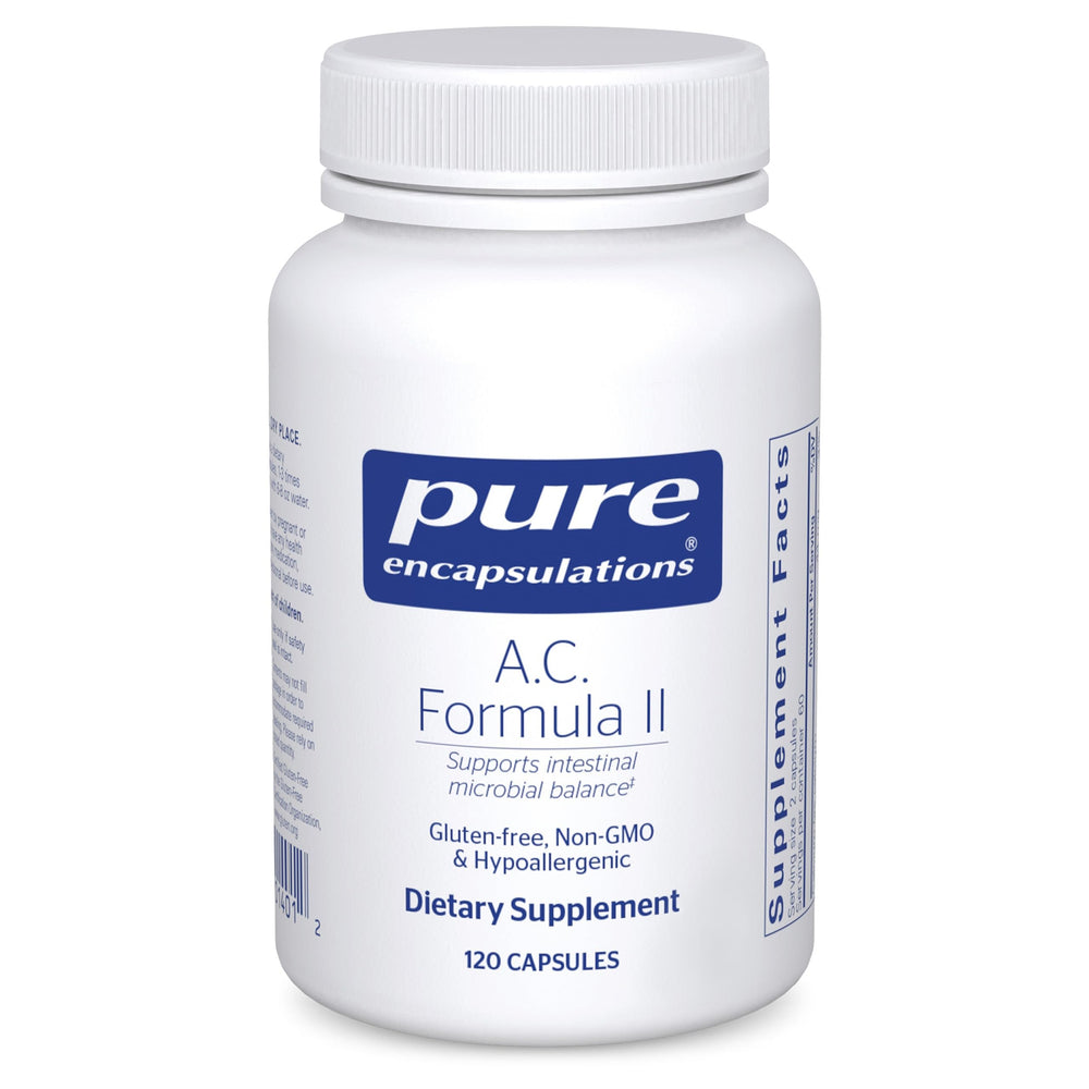 Pure Encapsulations A.C. Formula II bottle of capsules for digestive balance.