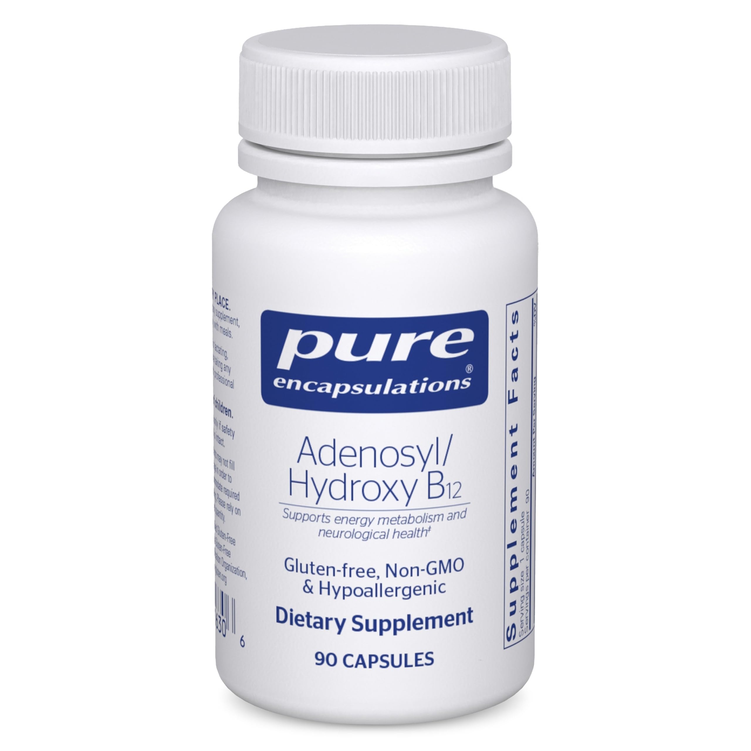 Pure Encapsulations Adenosyl/Hydroxy B12 90 capsules bottle – dual B12 for cellular energy support.