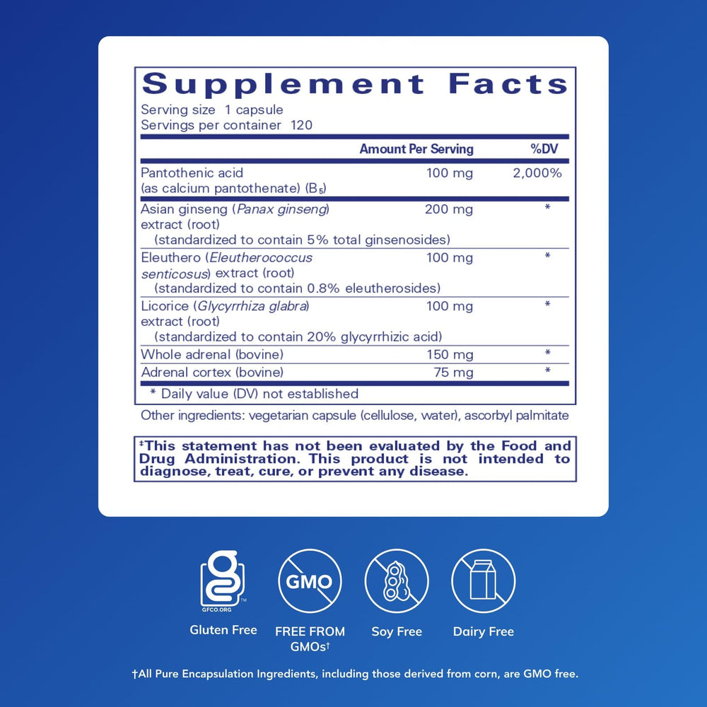ADR Formula de Pure Encapsulations: etiqueta frontal con información del producto