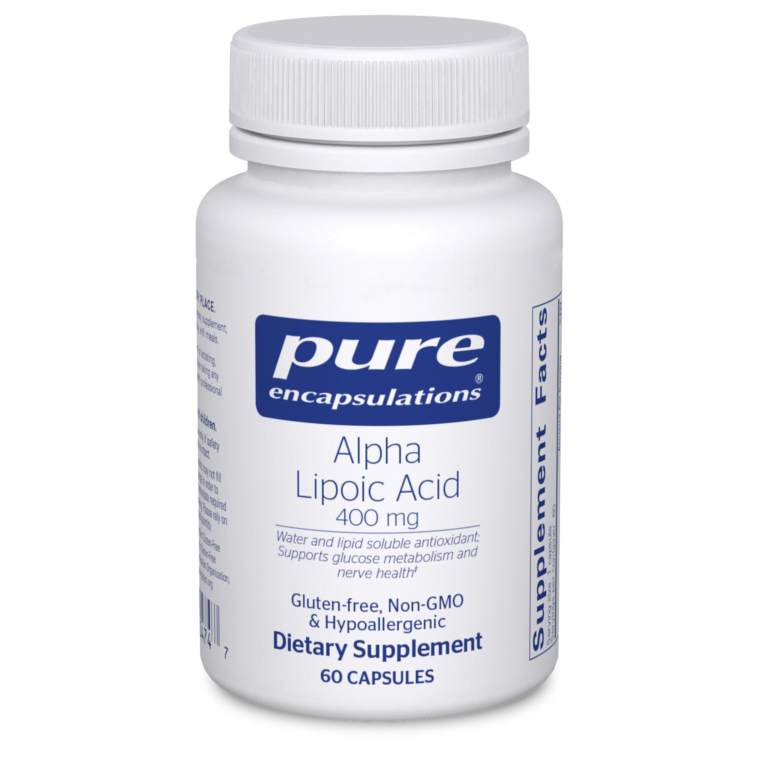 Pure Encapsulations Alpha Lipoic Acid 400 mg bottle for daily energy support
