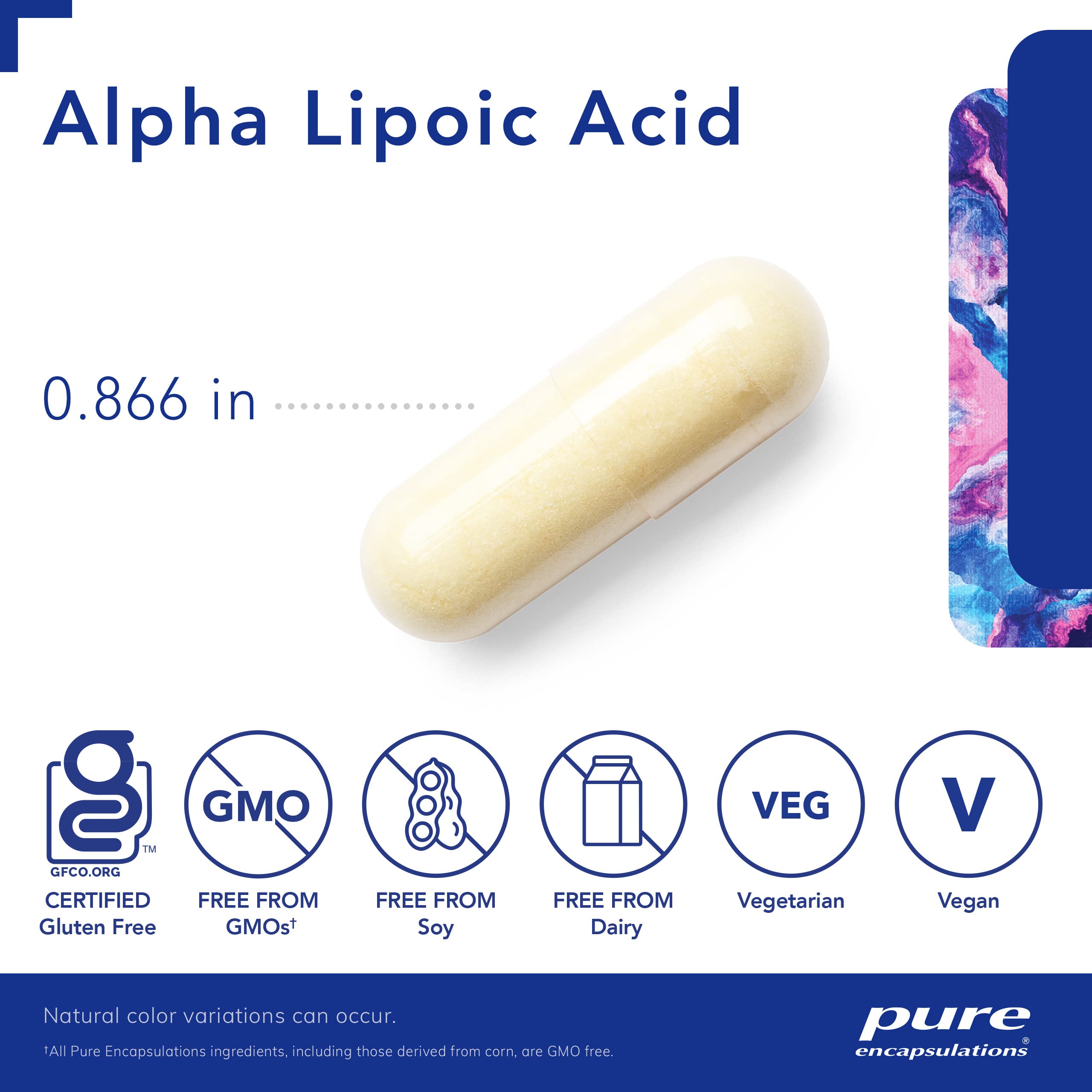 Pure Encapsulations Alpha Lipoic Acid 400 mg nutrition label highlights potency and purity