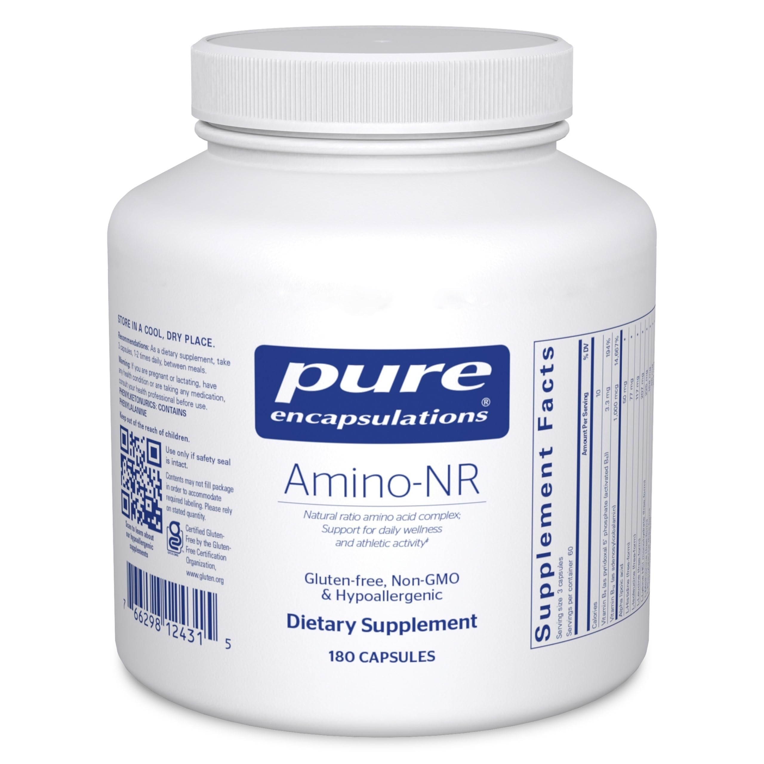 Pure Encapsulations Amino-NR bottle front view for athletic support