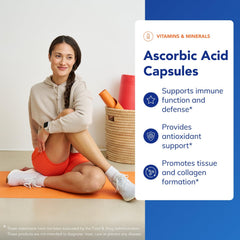 Pure Encapsulations Ascorbic Label closeup emphasizing allergen-free, non-GMO formula.
