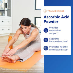 Pure Encapsulations Ascorbic Acid Powder label highlights strict ingredient standards and allergen-free formulation