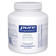 Pure Encapsulations Athletic Nutrients bottle front shows clean design and quality packaging for training support