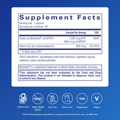 Pure Encapsulations B12 Folate capsules displayed for convenient daily use