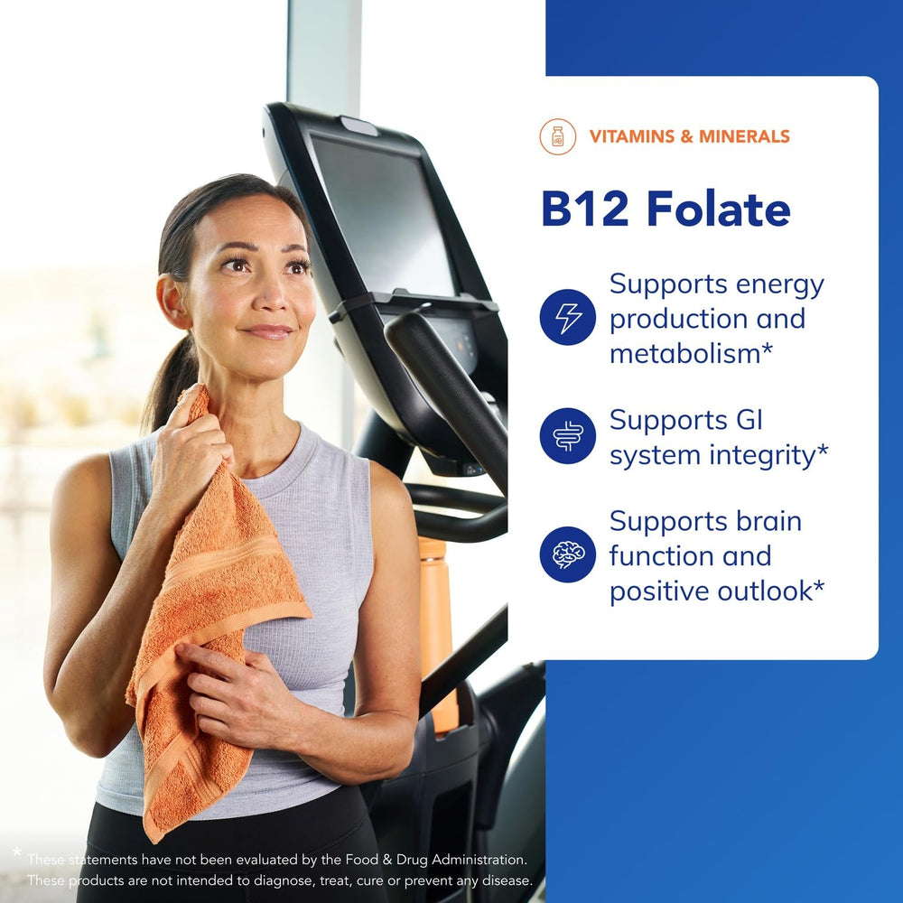 Closeup of Pure Encapsulations B12 Folate label with active ingredient details