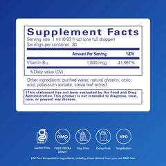 Pure Encapsulations B12 Liquid dropper for precise, convenient dosing.