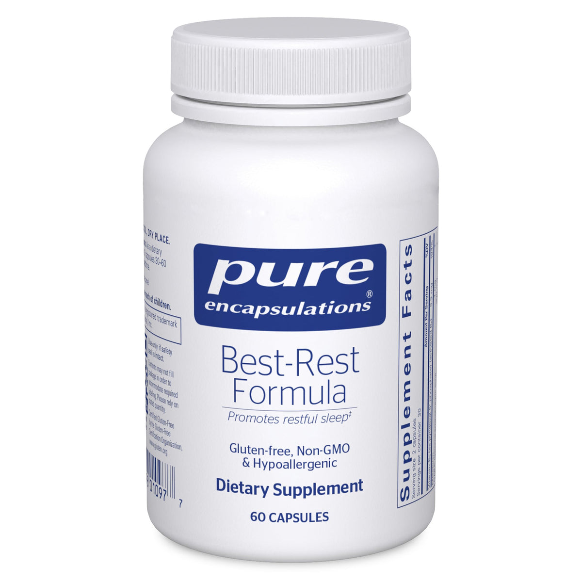 Pure Encapsulations Best Rest Formula bottle front for nighttime relaxation