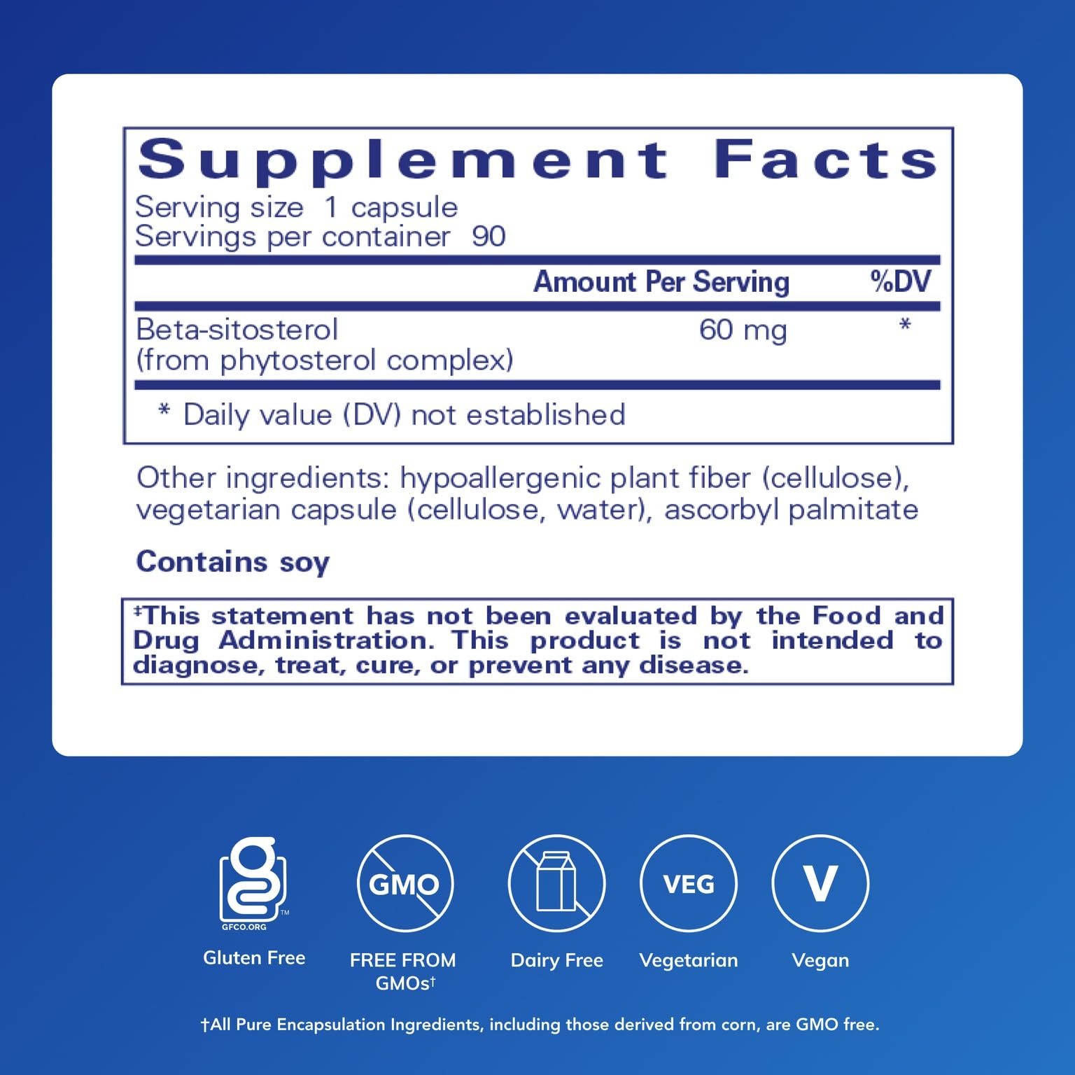 Beta-Sitosterol capsules closeup highlights vegan formula for everyday wellness