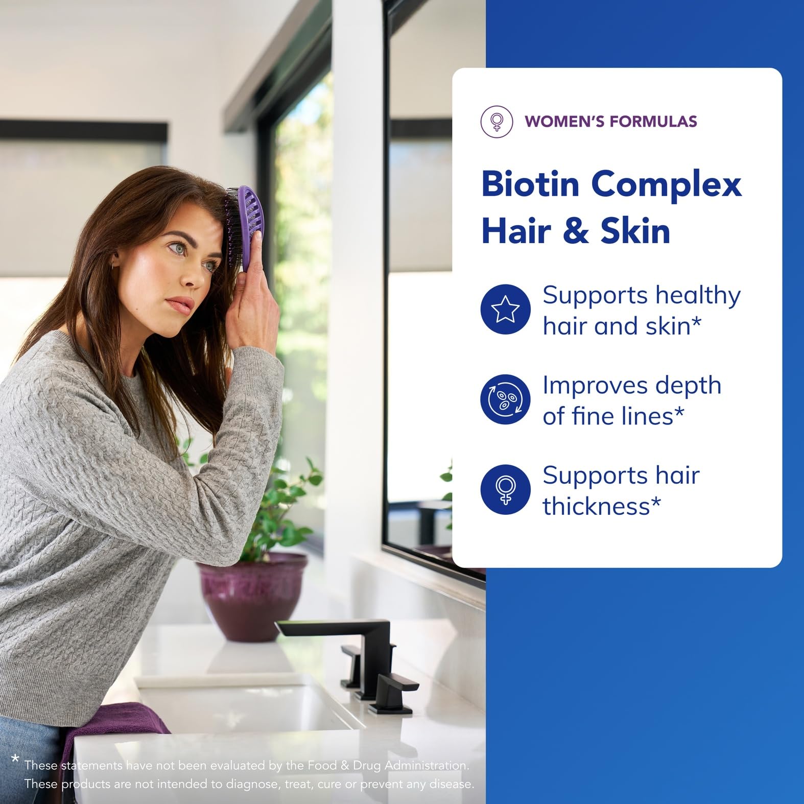 Pure Encapsulations Biotin Complex bottle shown to reinforce easy daily dosing