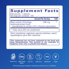 Pure Encapsulations Black Cohosh 2.5 capsules closeup highlighting smooth texture.