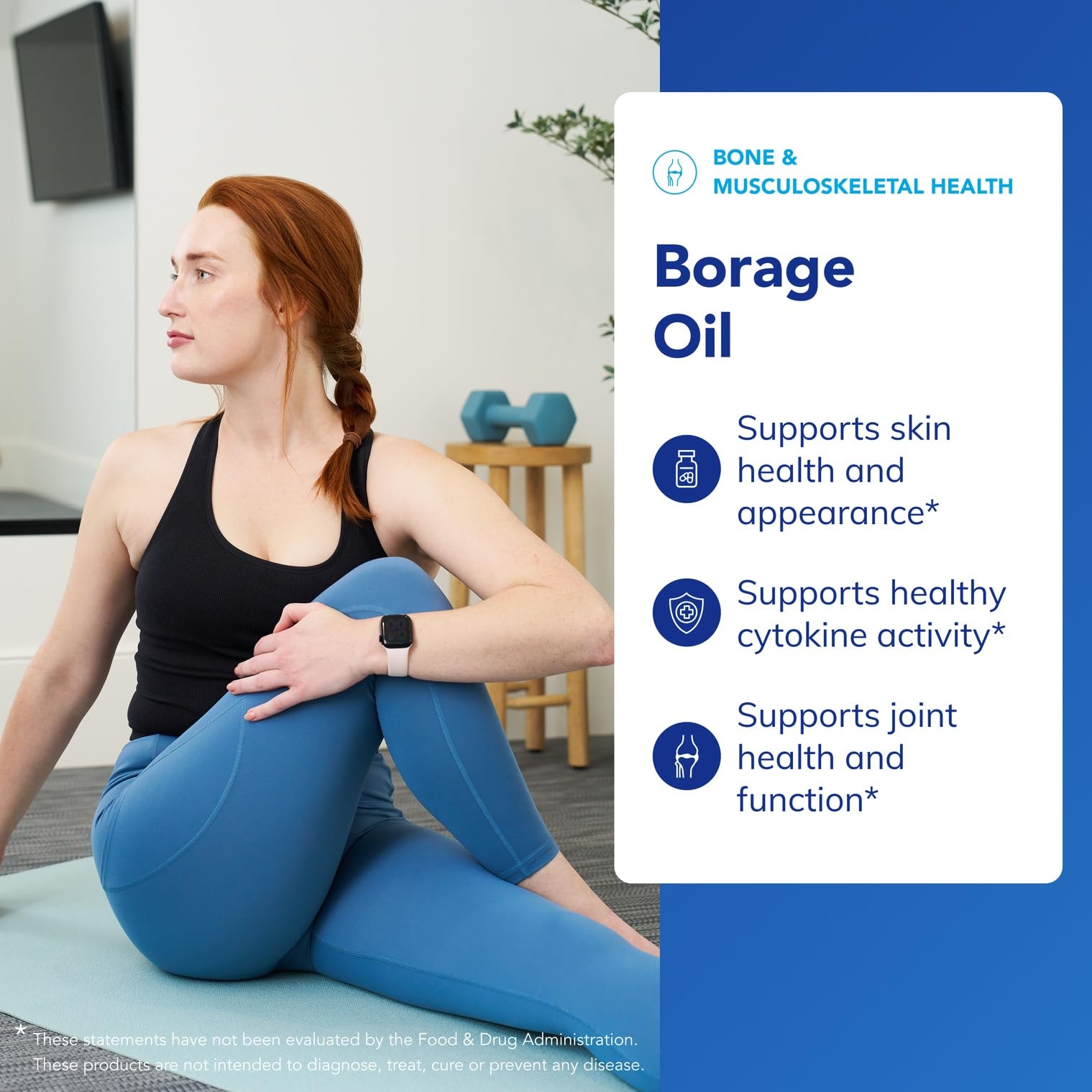 Label highlights 20% GLA content on Pure Encapsulations Borage Oil bottle.