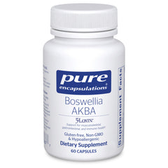 Pure Encapsulations Boswellia AKBA bottle highlighting 5-LOXIN for joint support