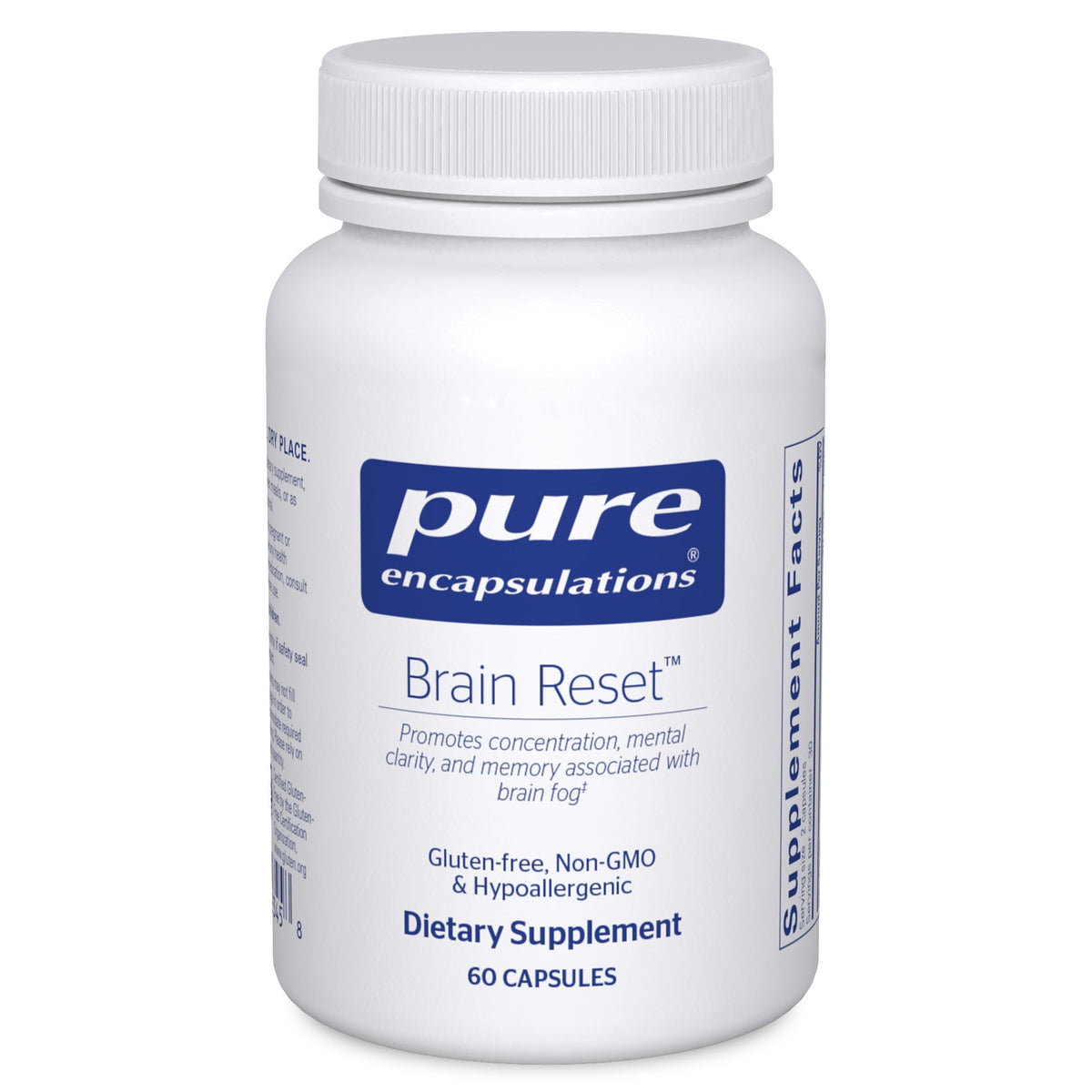 Pure Encapsulations Brain Reset bottle front promotes focus and mental clarity.