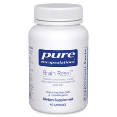 Pure Encapsulations Brain Reset bottle front promotes focus and mental clarity.