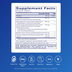 Pure Encapsulations Brain Reset capsules closeup highlights clean, allergen-free ingredients.