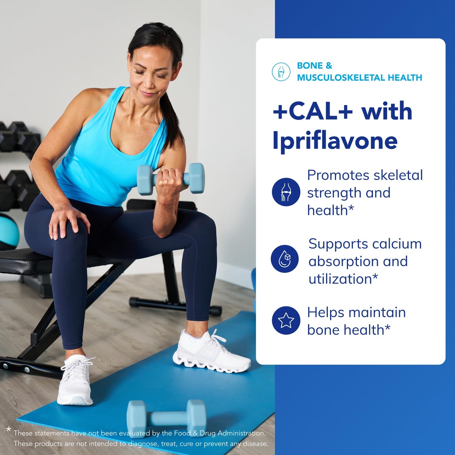 Pure Encapsulations +Cal+ Ipriflavon label close-up highlighting calcium absorption support.
