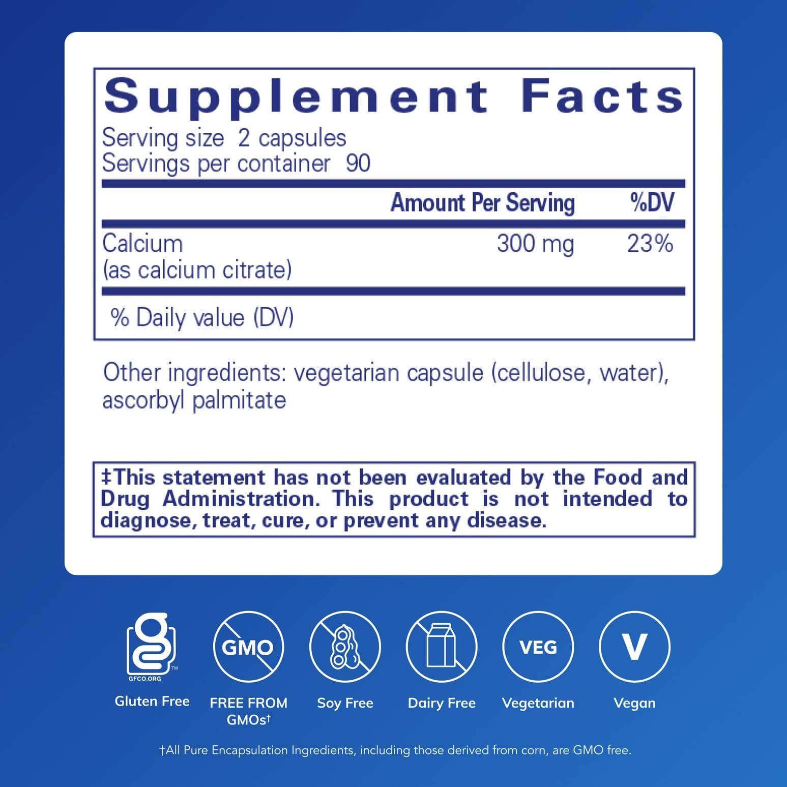 Pure Encapsulations Calcium Citrate capsules arranged for daily use