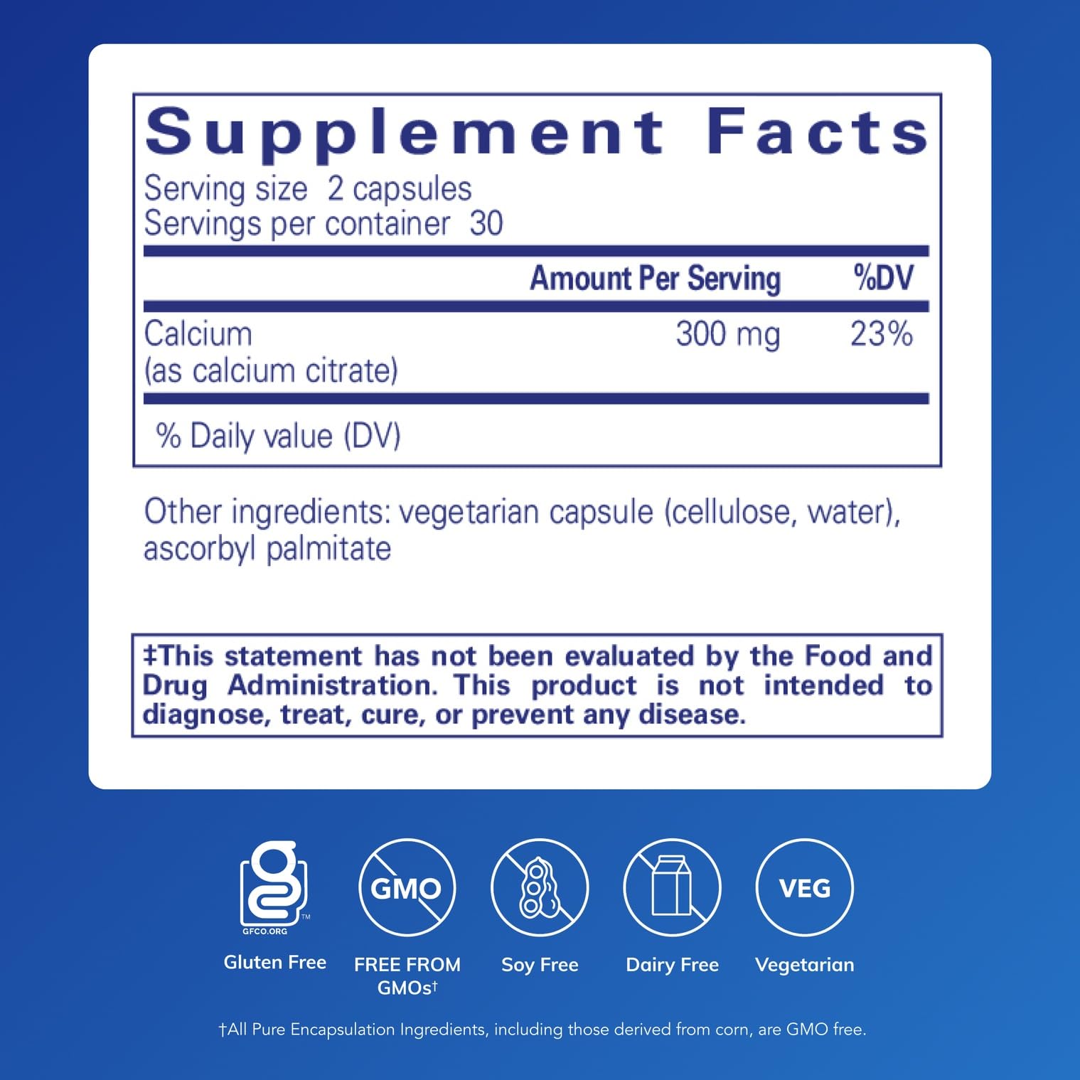 Pure Encapsulations Calcium (Citrate) capsules provide easy daily support for bones and cardiovascular health