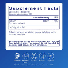 Pure Encapsulations Calcium (Citrate) capsules provide easy daily support for bones and cardiovascular health